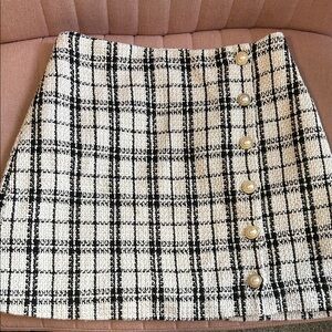 SHEIN Black and White Tweed A-Line Skirt